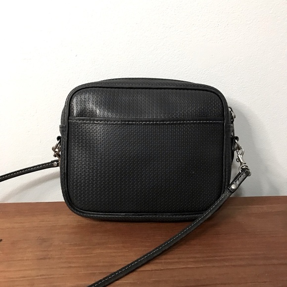 Charles Jourdan | Vintage Leather + Canvas Crossbody Bag Black - Picture 4 of 8